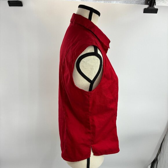 Petite Sophisticate Red Sleeveless Button Front Blouse Women’s M Petite USA Flag - Picture 3 of 6